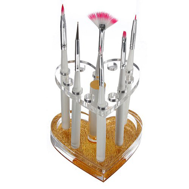 Nail Art Rame - 12 穴ネイルブラシ収納ボックスマニキュア絵画ペンスタンドホルダーアクリルネイルアートツールオーガナイザー表示棚