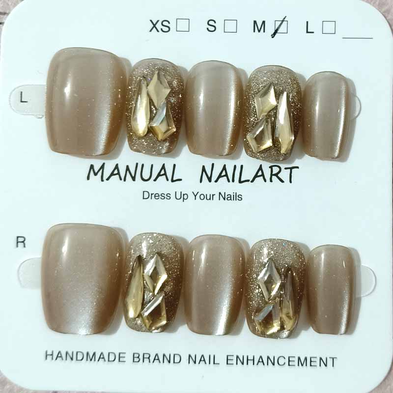 Nail Art Eye Cat - 10枚入り レディース ハイファッション シャンパン キャットアイ ネイキッドカラー