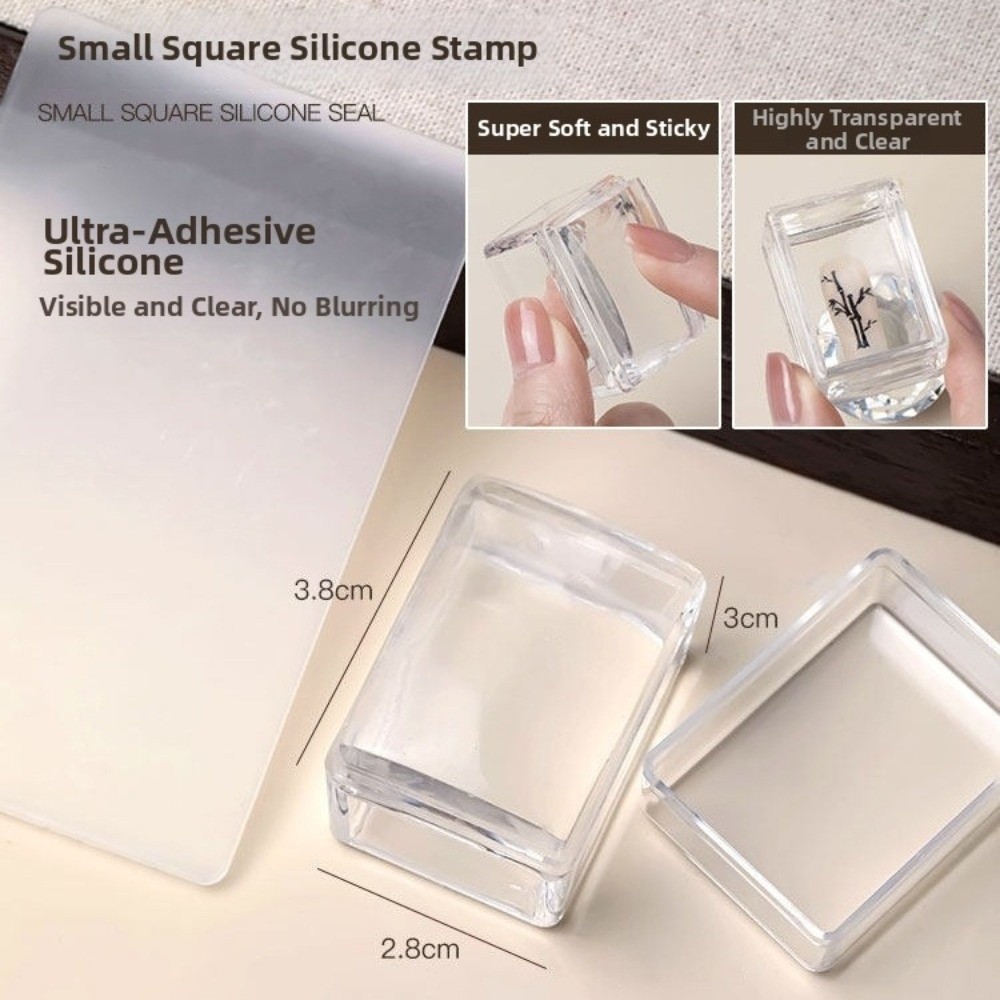 Nail Stamping Plate - 新しい透明ネイルアートスタンピングプレート 再利用可能なフレンチシリコンネイルスタンパー スクエアDIYネイルステンシルテンプレート マニキュアツール