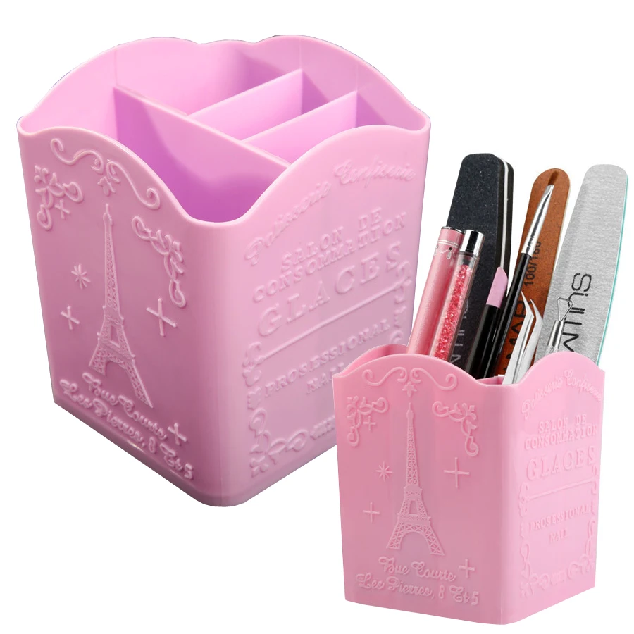 Nail Art Rame - 4コンパートメントネイルアートブラシホルダー、メイクブラシ用収納ボックス、ファイルバッファーネイルツール、ネイルディスプレイホルダー