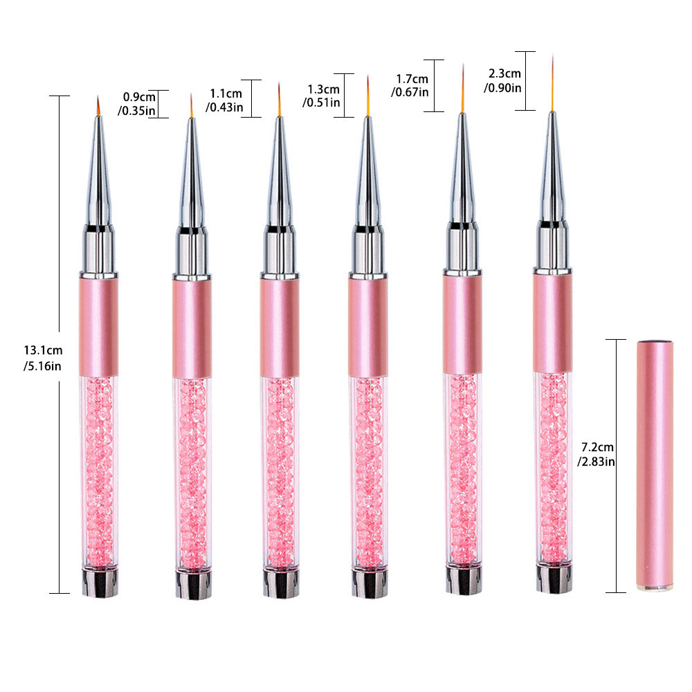 Nail Art Rame - 6本セット アクリル製 フレンチストライプ ネイルアート ラインペイントペン 3Dチップ