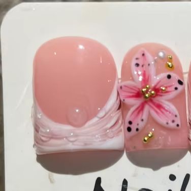 Nail Art Eye Cat - 10個/セット ヌードピンクグラデーション ショートハンドメイドプレスオンネイル レオパード柄ネイルアート付き クールガールズサマー キャットアイつけ爪