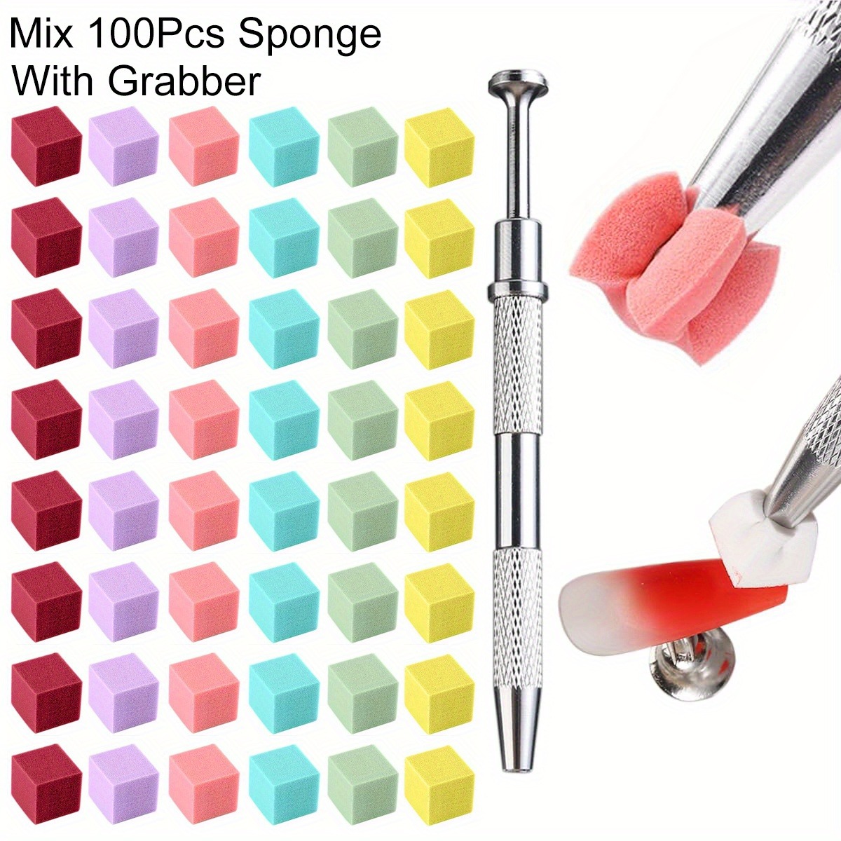 Nail Art Rame - 1/50/100 個正方形ネイルアートスポンジセットグラデーションネイルブラシジェルポリッシュデザインネイルスポンジグラブペンマニキュア装飾アクセサー