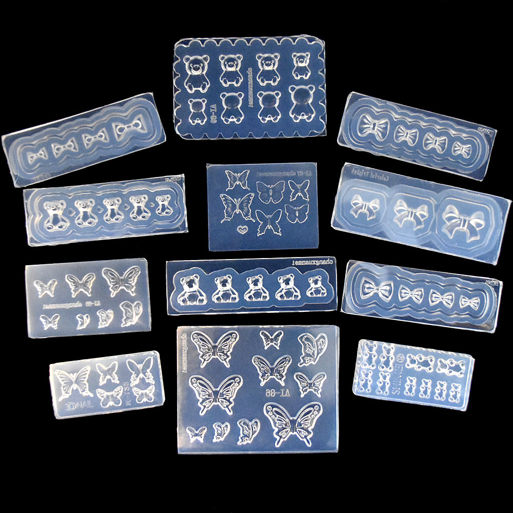 Nail Art Emerald - SNASAN かわいい蝶の弓クマシリコーン型ネイルアートイヤリング DIY ツール UV エポキシ樹脂ボックスシリコーン型