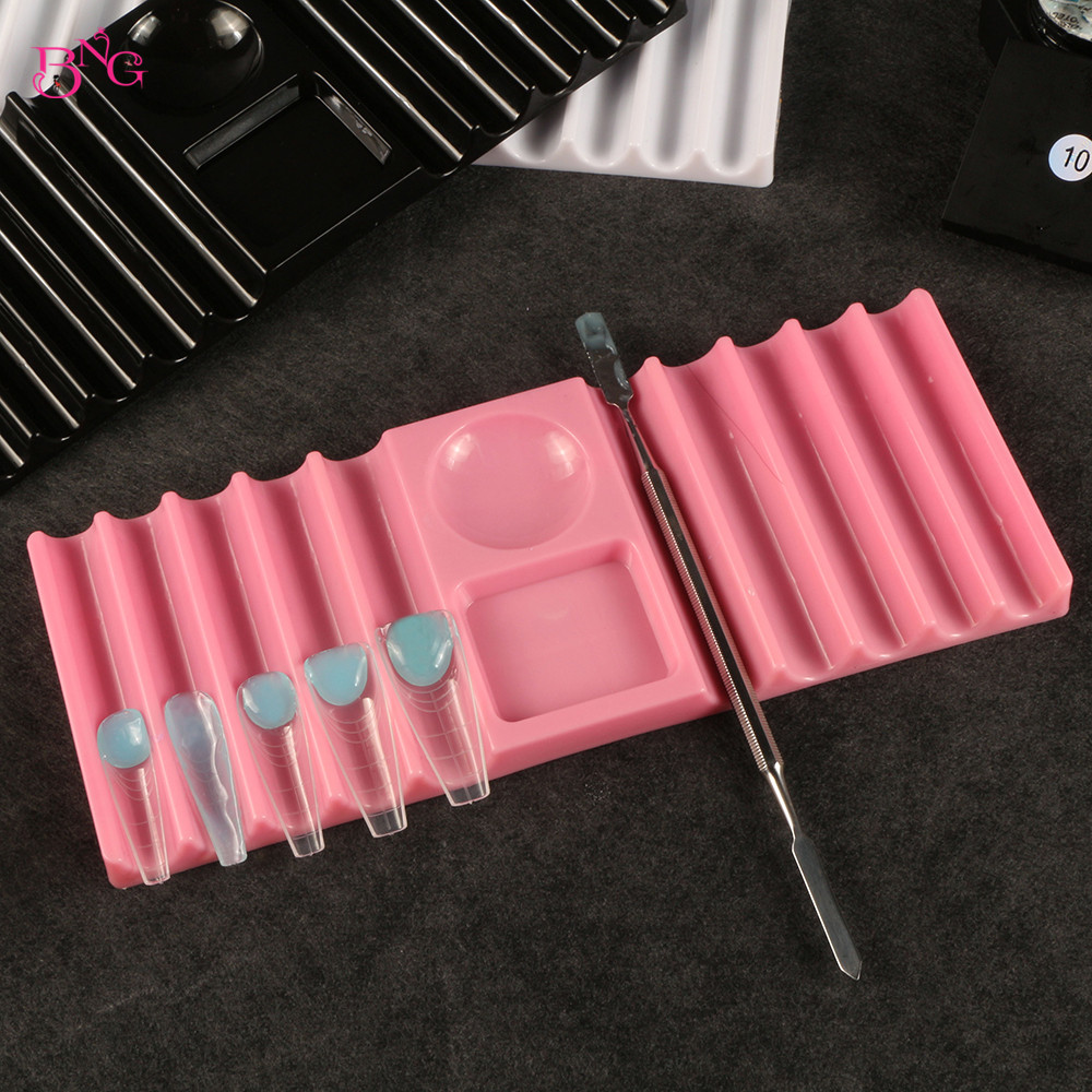 Nail Art Rame - BNGデュアルフォームホルダー プラスチック製ペンスタンド ネイルアートツール用 ネイルブラシホルダー収納 ネイルエクステンションモールドホルダー