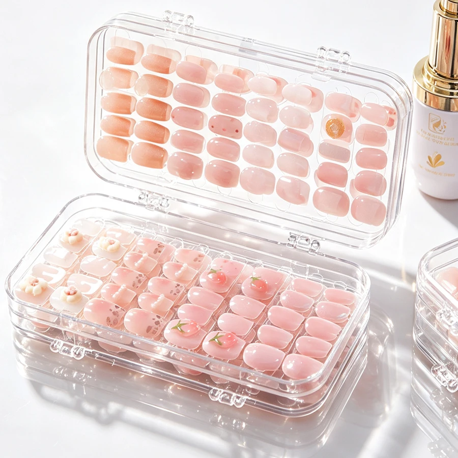 Nail Art Rame - クリア折りたたみ式プレスオンネイル収納ボックス、防塵ネイルチップディスプレイオーガナイザーケース（サロン＆DIYネイルデザイン用）