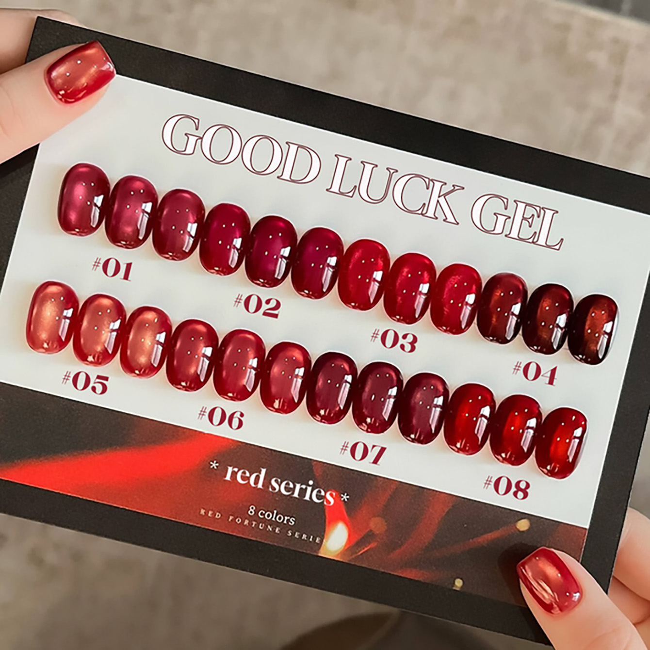 Nail Art Red Wine Cat Eye - 1個 PSK 2026 新年幸運赤猫目ジェルネイルポリッシュ 新フラッシュホワイトニングワインレッドガラスビーズネイルアートネイル用品