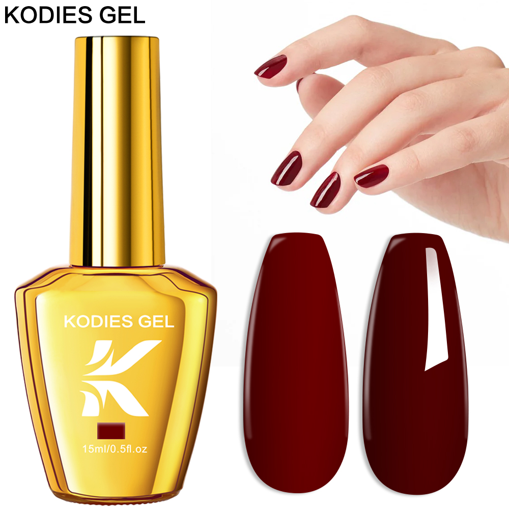 Nail Art Red Wine - KODIES ジェルバーガンディレッドジェルネイルポリッシュ 15 ミリリットルソークオフジェルワニス半永久 UV ランプネイルラッカーマニキュアネイルアートサロン