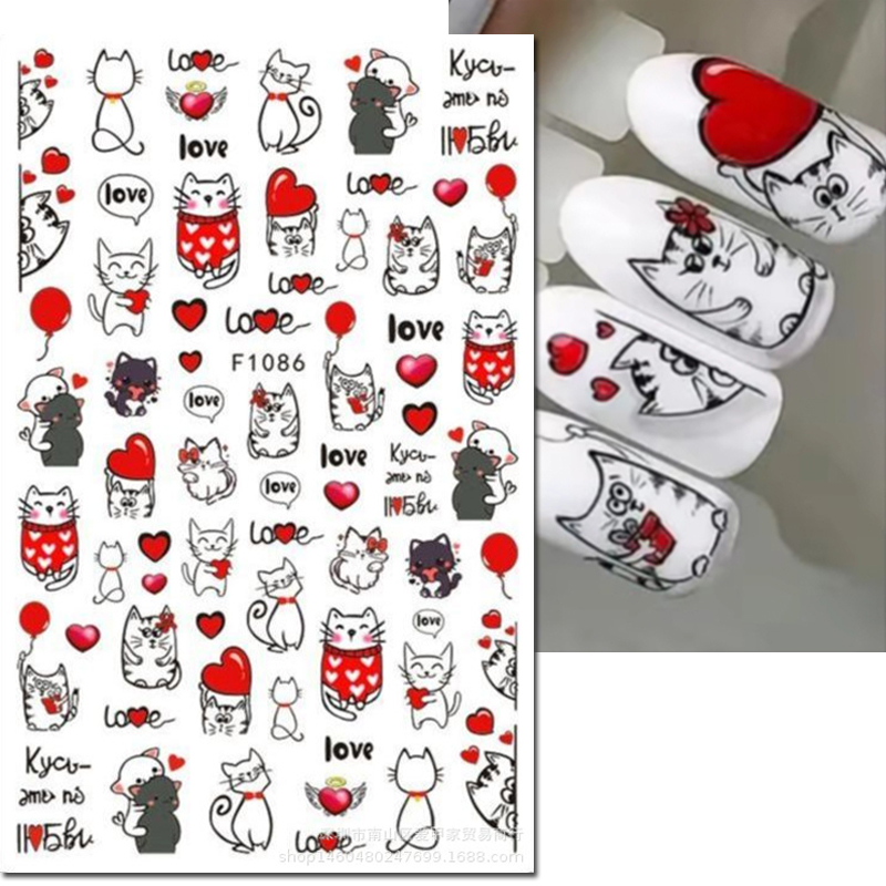 3d ネイルアートデカールバレンタインデーレッドハート風船か - Nail Art Valentines Day のレビューと価格