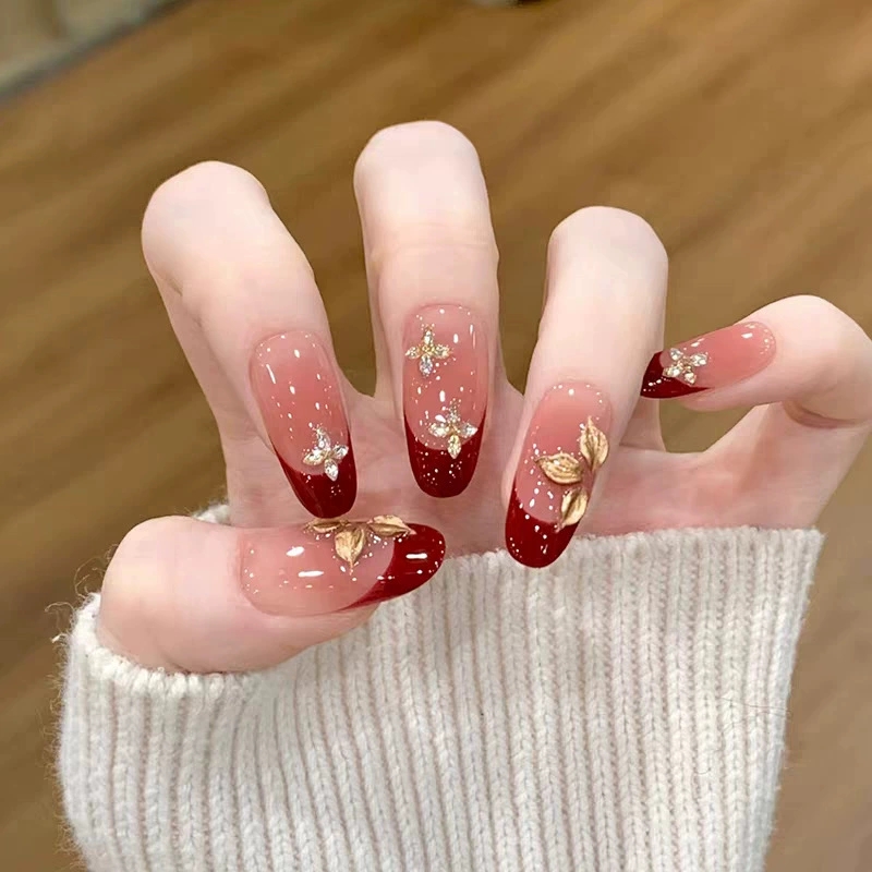 甘くクールなワインレッドグラデーションのプレスオンネイル、豪 - Nail Art Red Wine のレビューと価格