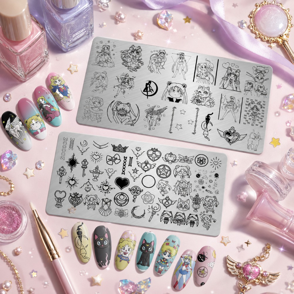 セーラームーンアニメネイルスタンピングプレート、かわいい漫画 - Nail Stamping Plate のレビューと価格