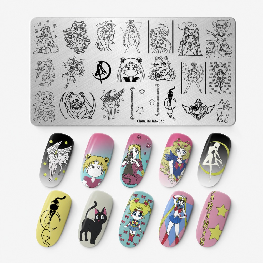 セーラームーンアニメネイルスタンピングプレート、かわいい漫画 - Nail Stamping Plate のレビューと価格