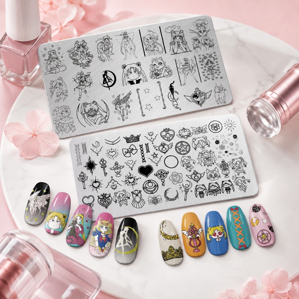 セーラームーンアニメネイルスタンピングプレート、かわいい漫画 - Nail Stamping Plate のレビューと価格