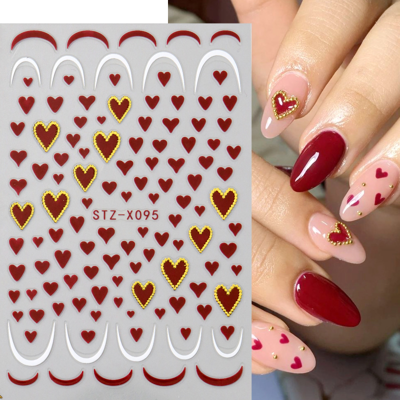 2 個ミニラブハートネイルアートステッカーデカールかわいいバ - Nail Art Valentines Day のレビューと価格