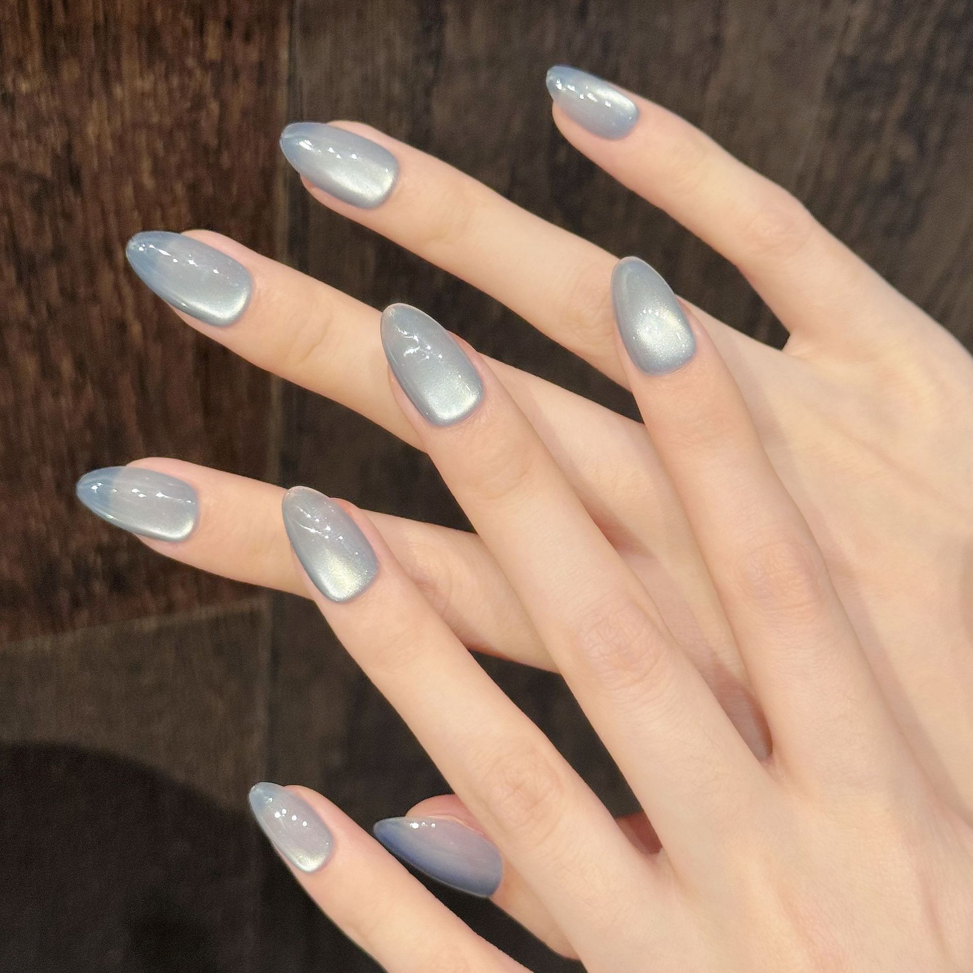 10 個ブルーキャットアイフレンチショートアーモンド手作り偽 - Nail Art Eye Cat のレビューと価格