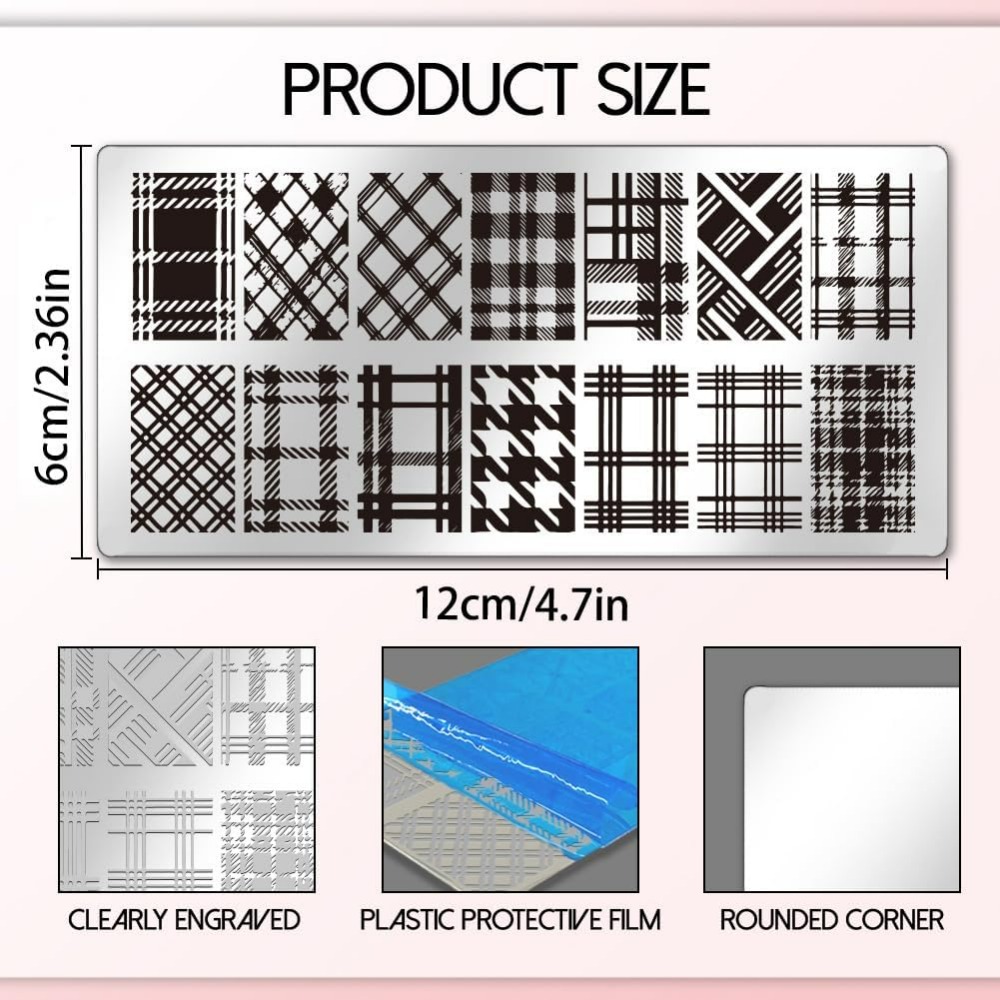 3 個ネイルスタンププレートセット格子テクスチャネイルスタン - Nail Stamping Plate のレビューと価格