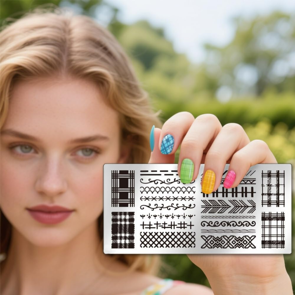3 個ネイルスタンププレートセット格子テクスチャネイルスタン - Nail Stamping Plate のレビューと価格