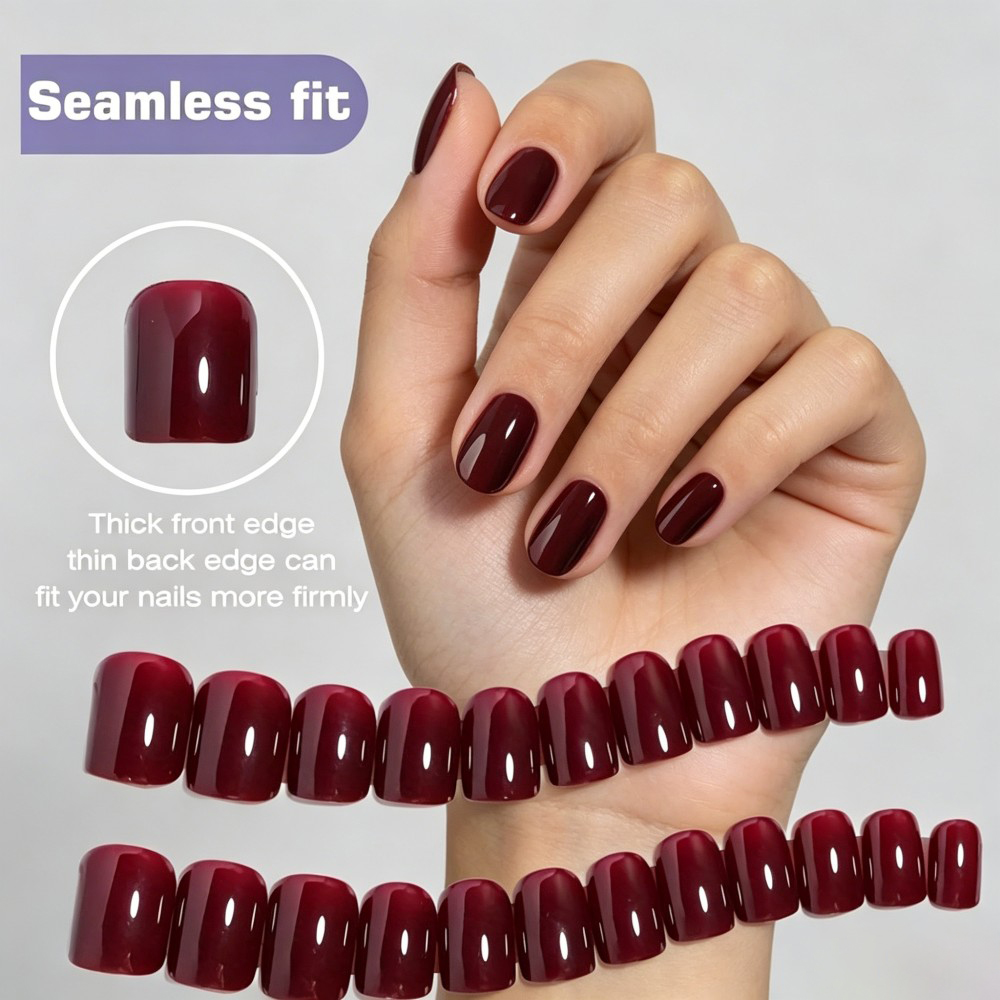 女の子向けワインレッドのキャットアイつけ爪24個セット、接着 - Nail Art Red Wine Cat Eye のレビューと価格