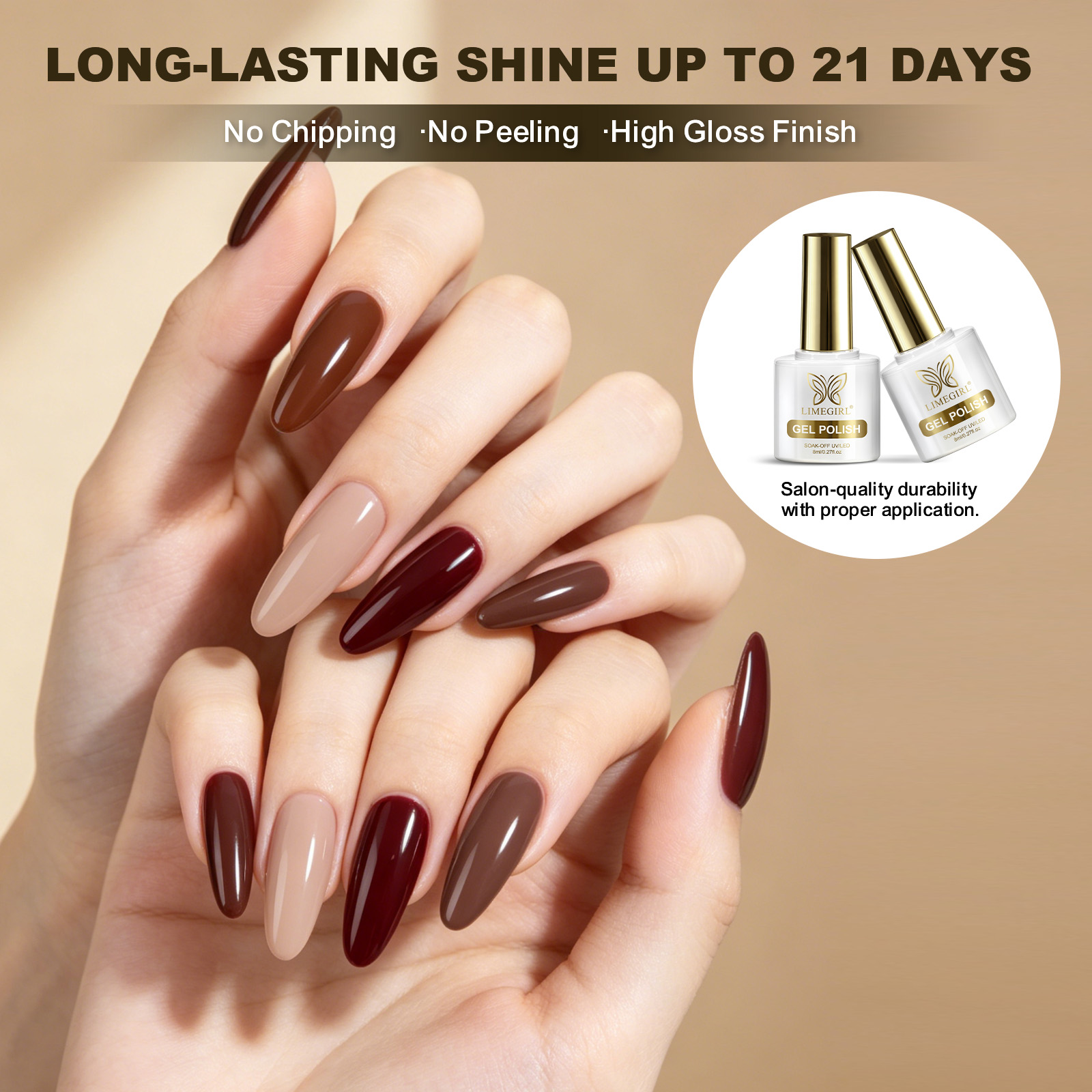 LIMEGIRL 6 色ジェルネイルポリッシュセットバーガン - Nail Art Burgundy のレビューと価格