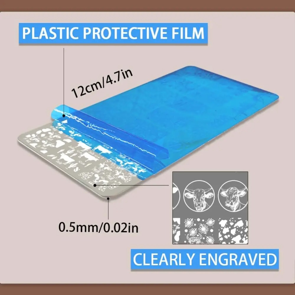 3 個の牛テーマネイルスタンピングプレート 56 パターン牛 - Nail Stamping Plate のレビューと価格