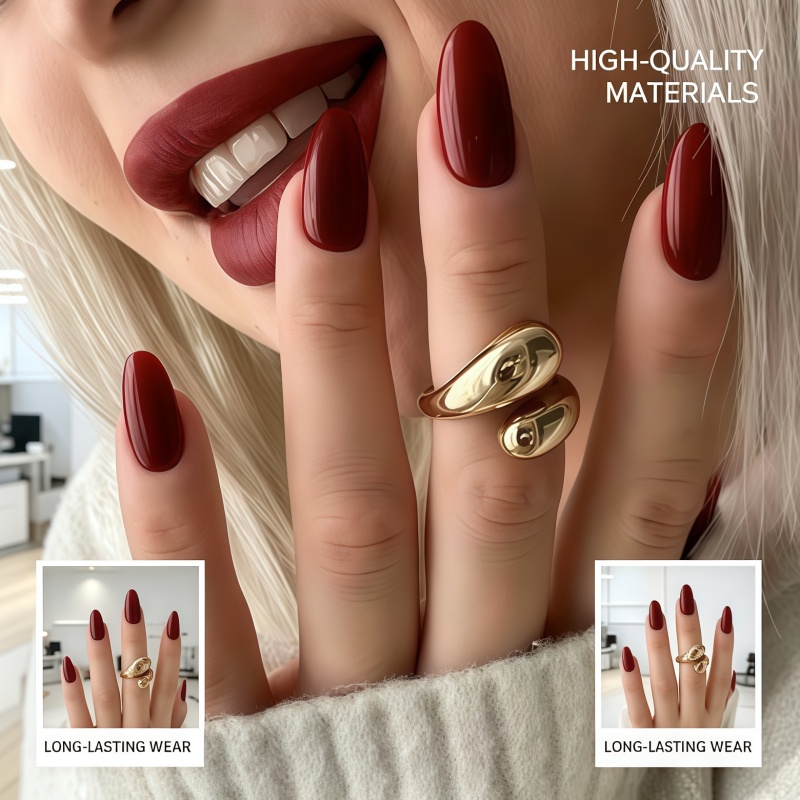 2026年新作 24枚入り ソリッドカラー ワインレッド マ - Nail Art Red Wine のレビューと価格