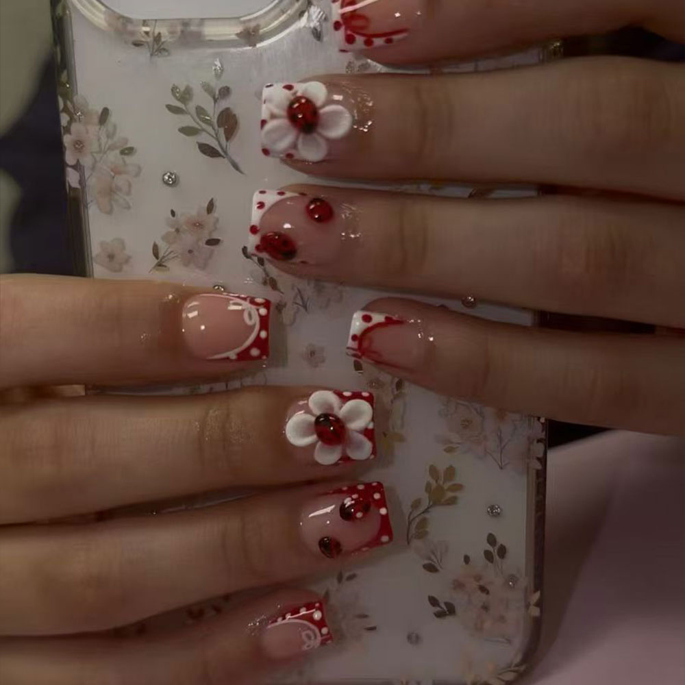 1セットあたり24個。 長方形の3Dジェルフラワー水玉模様の - Nail Art Quotes のレビューと価格