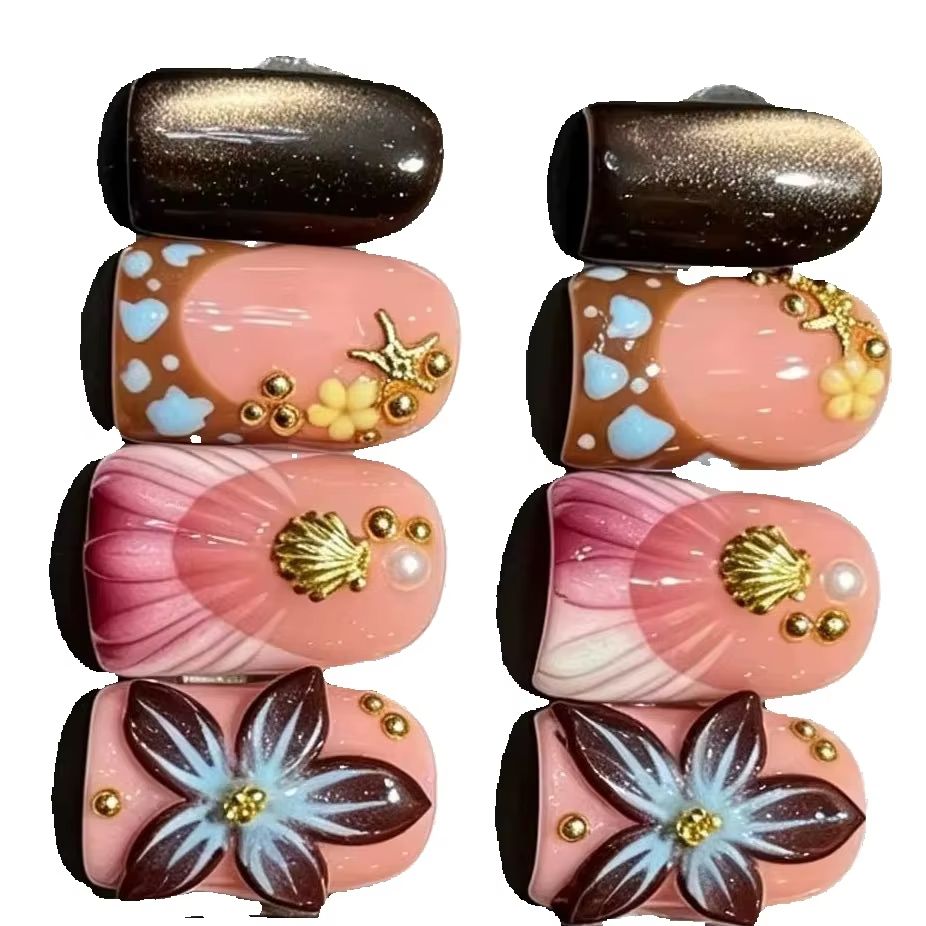 10個/セット ヌードピンクグラデーション ショートハンドメ - Nail Art Eye Cat のレビューと価格