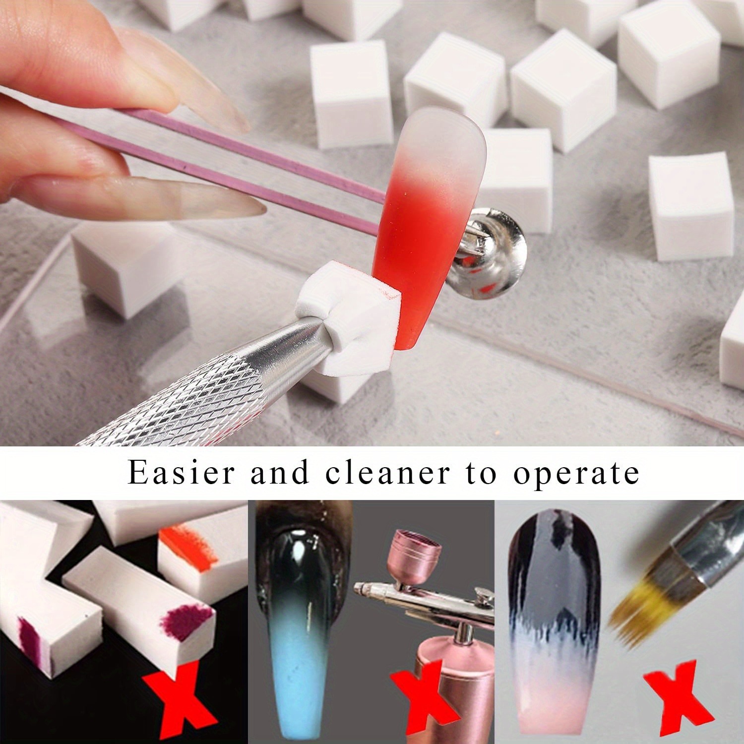 1/50/100 個正方形ネイルアートスポンジセットグラデー - Nail Art Rame のレビューと価格