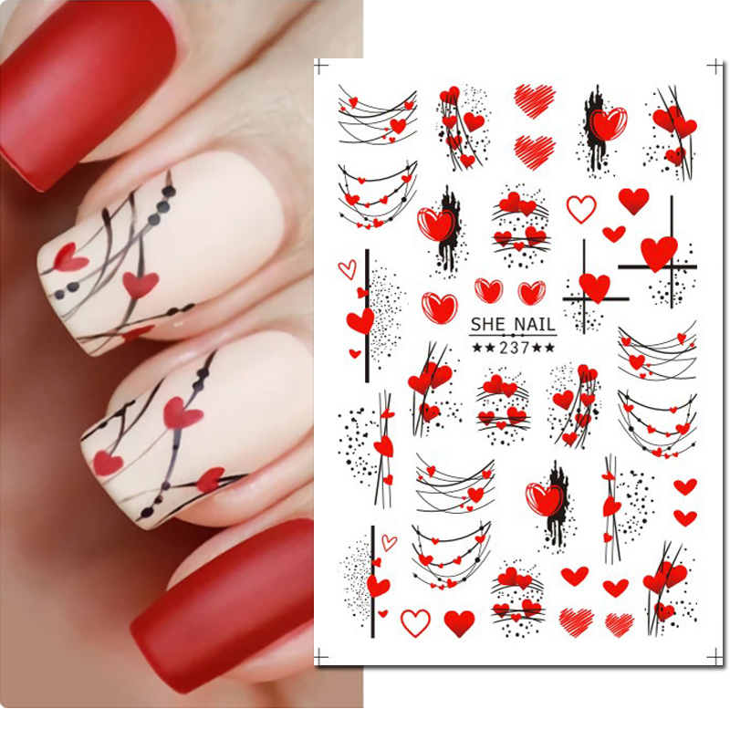 3d ネイルアートスライダーステッカーバレンタイン愛の木願い - Nail Art Valentines Day のレビューと価格