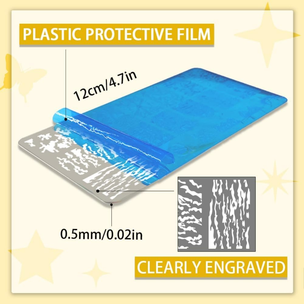 3 個テクスチャネイルスタンピングプレートステンシル迷彩グラ - Nail Stamping Plate のレビューと価格