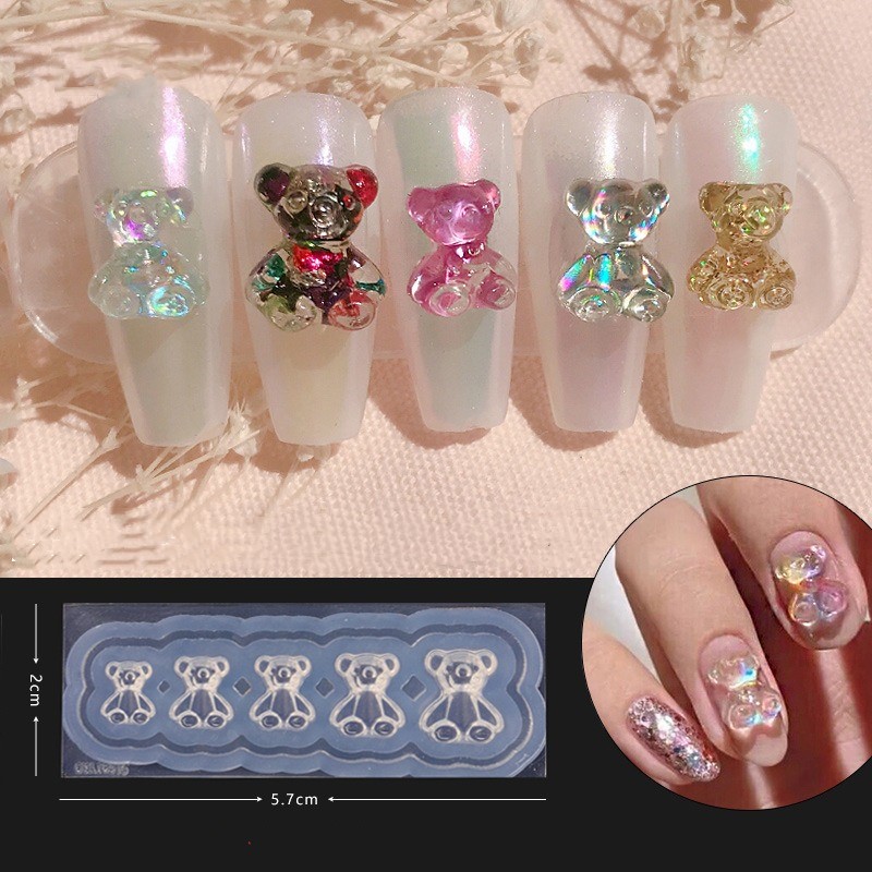 SNASAN かわいい蝶の弓クマシリコーン型ネイルアートイヤ - Nail Art Emerald のレビューと価格