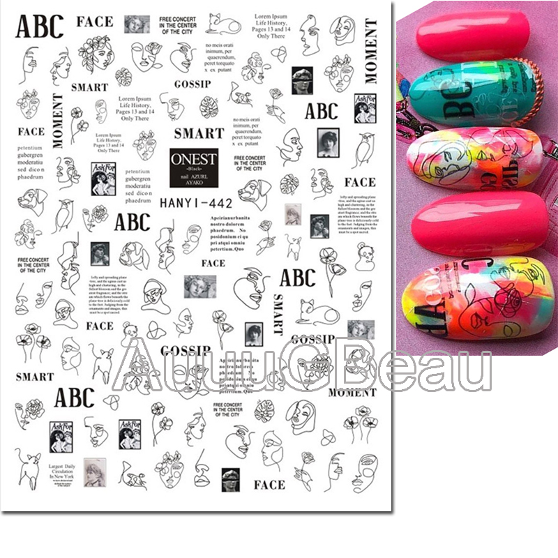 3d ネイルアートデカールバレンタインデーの手紙幾何学ライン - Nail Art Valentines Day のレビューと価格