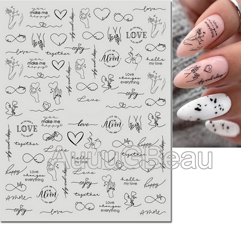 3d ネイルアートデカールバレンタインデーの手紙幾何学ライン - Nail Art Valentines Day のレビューと価格
