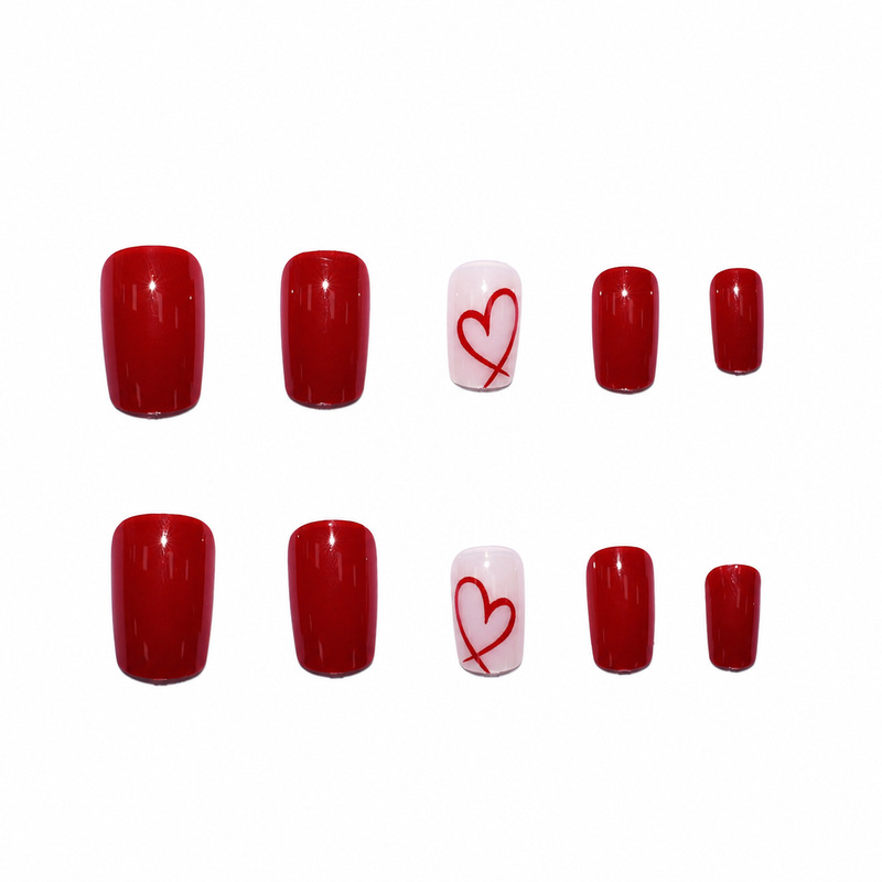 24個入り ショートスクエア グロッシー バレンタインデー  - Nail Art Valentines Day のレビューと価格