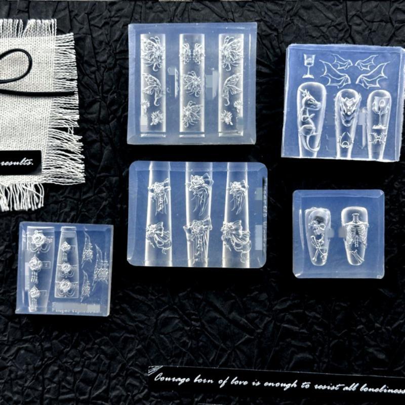 New3D シリコーンネイルモールドローズボウフェザースカル - Nail Stamping Plate のレビューと価格