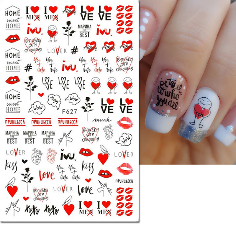 3Dネイルアートデカール バレンタインデー ラブハート文字  - Nail Art Valentines Day のレビューと価格