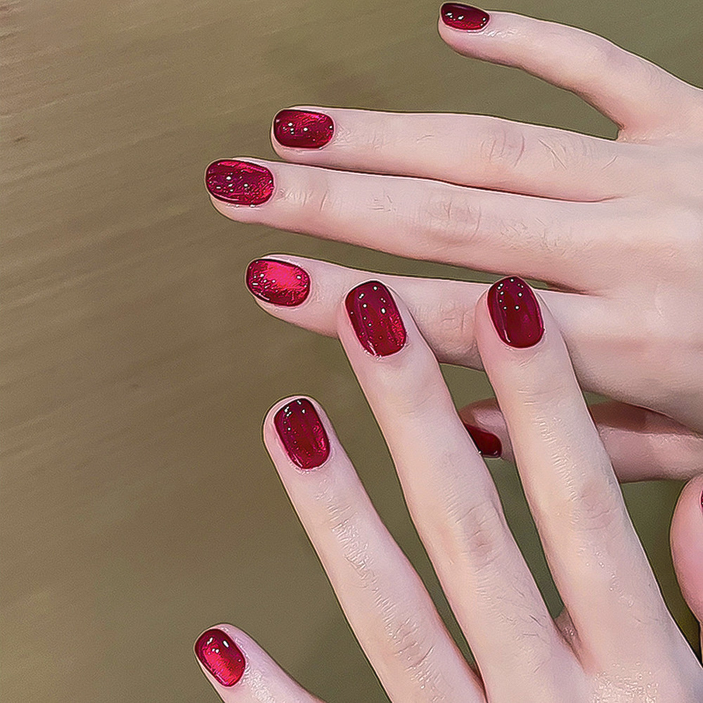 Xeijayi-プロのマニキュア,赤ワイン,キャッツアイ,半 - Nail Art Red Wine Cat Eye のレビューと価格