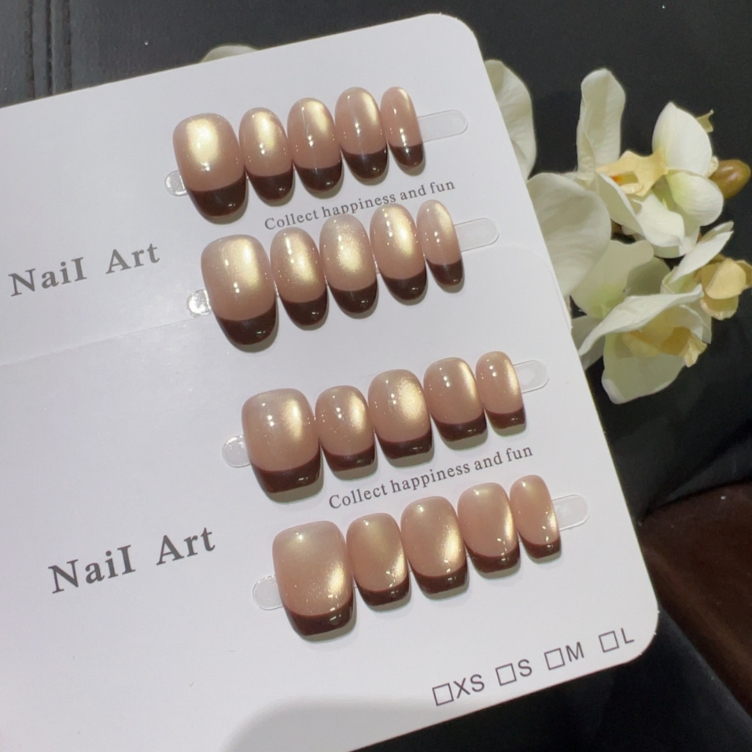10個入り ショートフレンチプレスオンネイル キャットアイデ - Nail Art Red Wine Cat Eye のレビューと価格