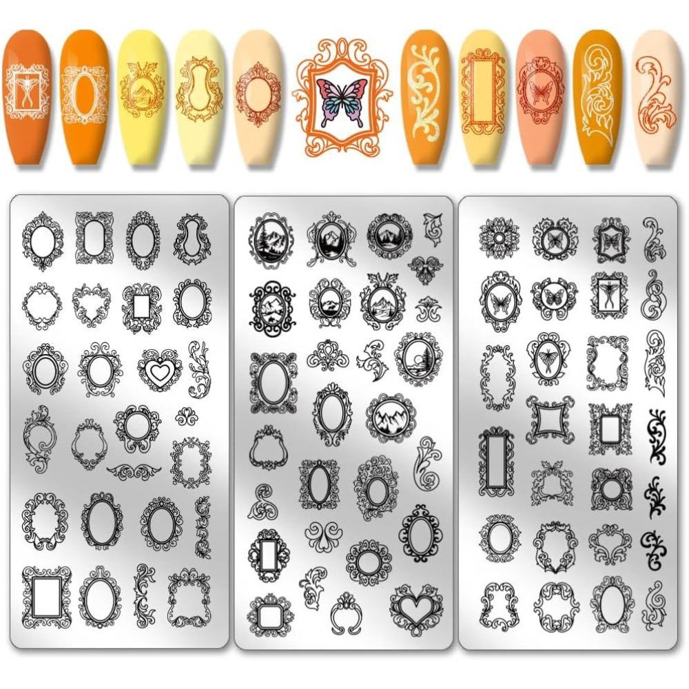 3 個ヴィンテージ写真フレームネイルスタンピングプレート混合 - Nail Stamping Plate のレビューと価格