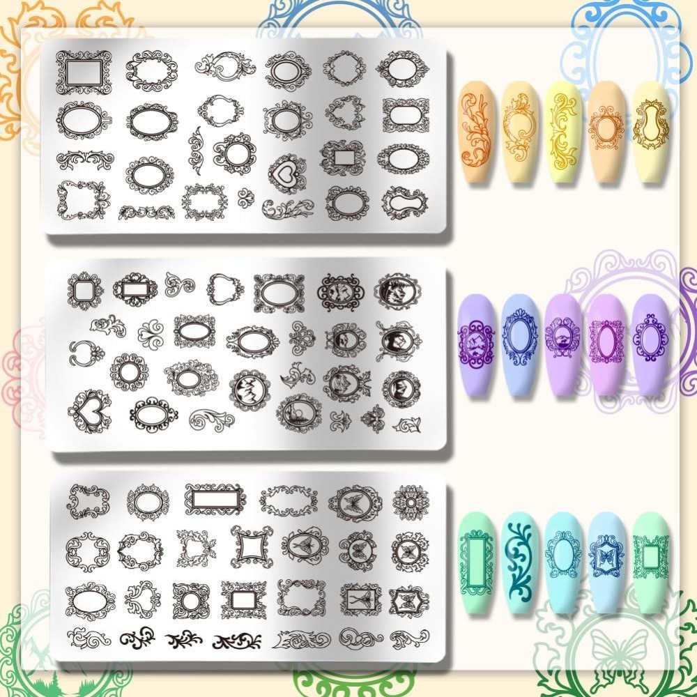 3 個ヴィンテージ写真フレームネイルスタンピングプレート混合 - Nail Stamping Plate のレビューと価格