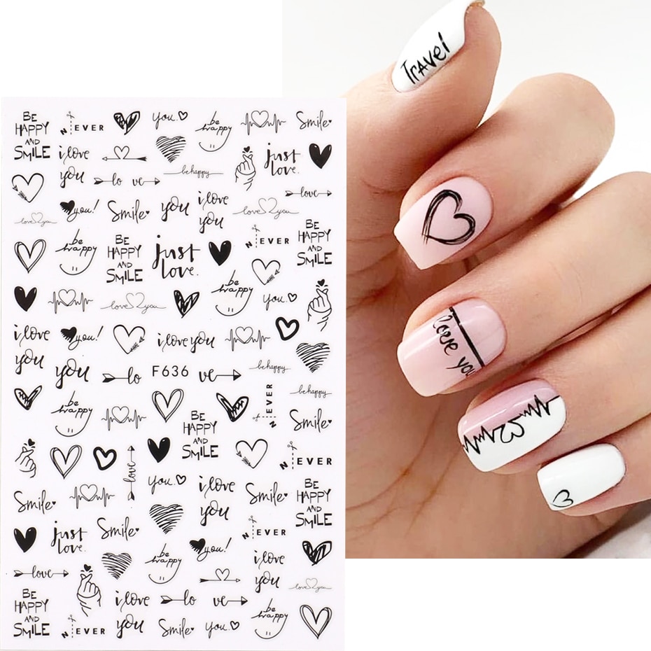 ネイルアートステッカー2個ハートラブデザイン3Dネイルアート - Nail Art Valentines Day のレビューと価格