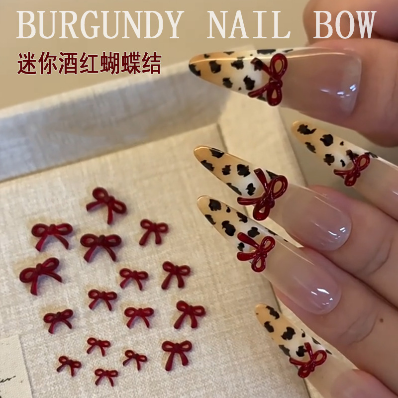 フランスワインレッドのリボンネイルアートアクセサリー、4種類 - Nail Art Red Wine のレビューと価格