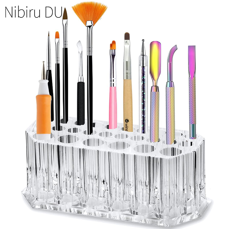 26 穴アクリルネイルブラシオーガナイザーネイルアートキット - Nail Art Rame のレビューと価格