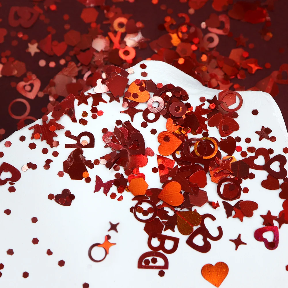 ホログラフィックグリッターフレーク,ハート,バタフライスパン - Nail Art Valentines Day のレビューと価格