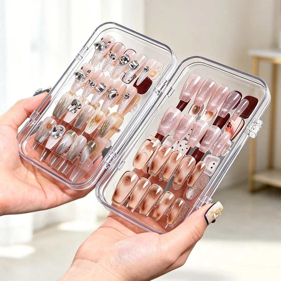 クリア折りたたみ式プレスオンネイル収納ボックス、防塵ネイルチ - Nail Art Rame のレビューと価格