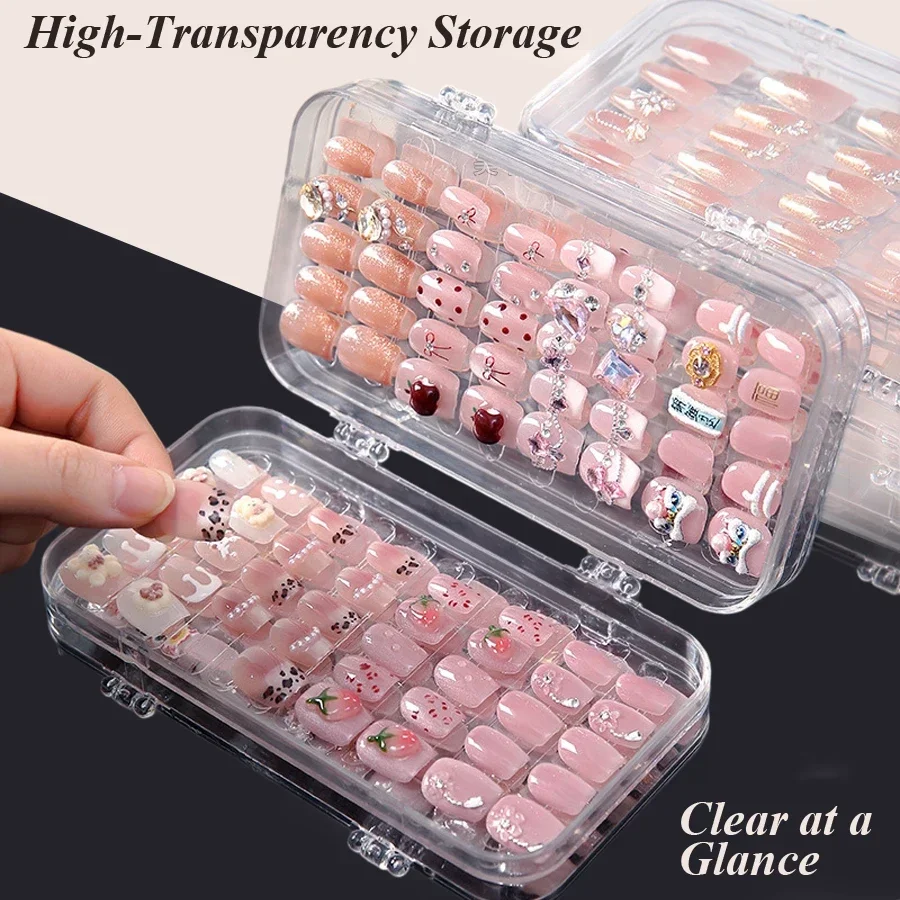 クリア折りたたみ式プレスオンネイル収納ボックス、防塵ネイルチ - Nail Art Rame のレビューと価格