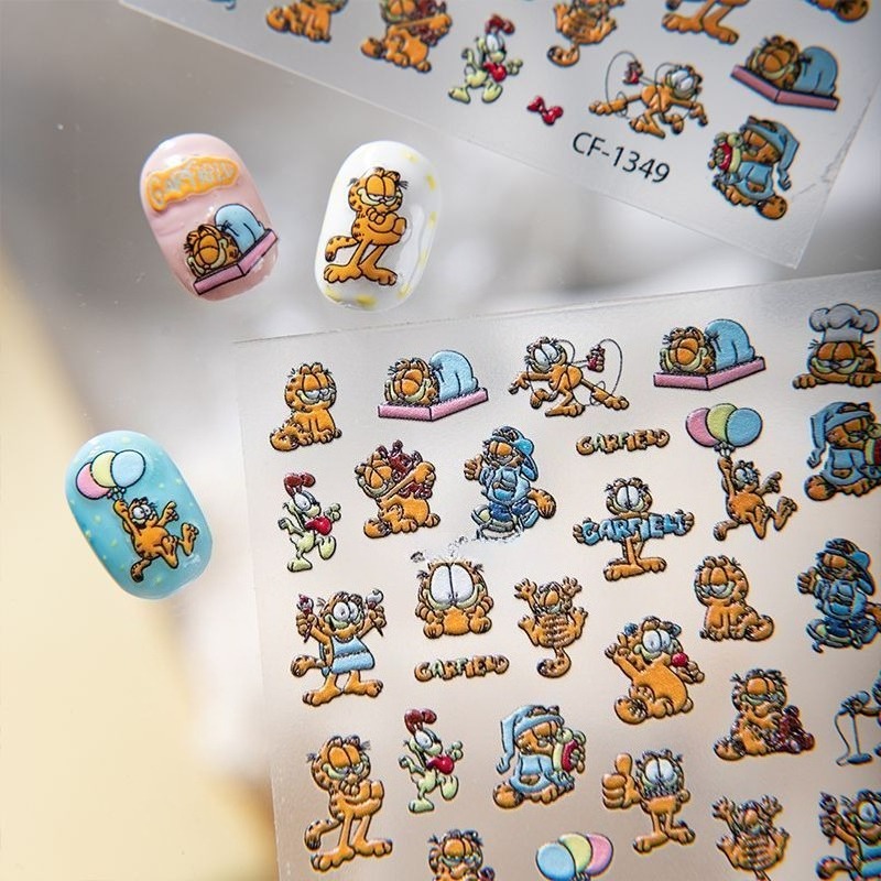 新しいガーフィールドネイルアートステッカー高色価値クリエイテ - Nail Art Quotes のレビューと価格