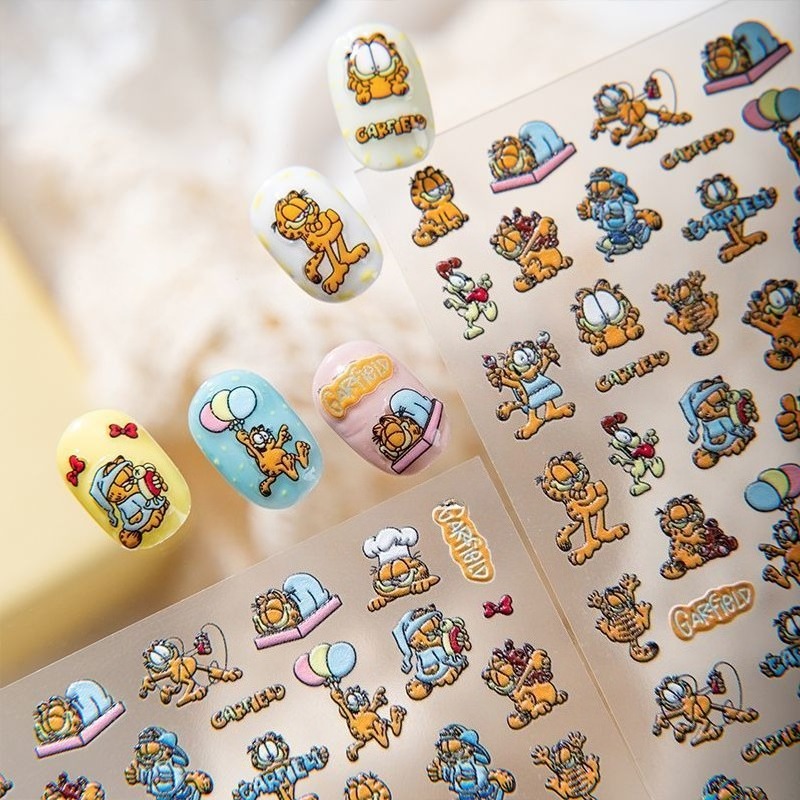 新しいガーフィールドネイルアートステッカー高色価値クリエイテ - Nail Art Quotes のレビューと価格