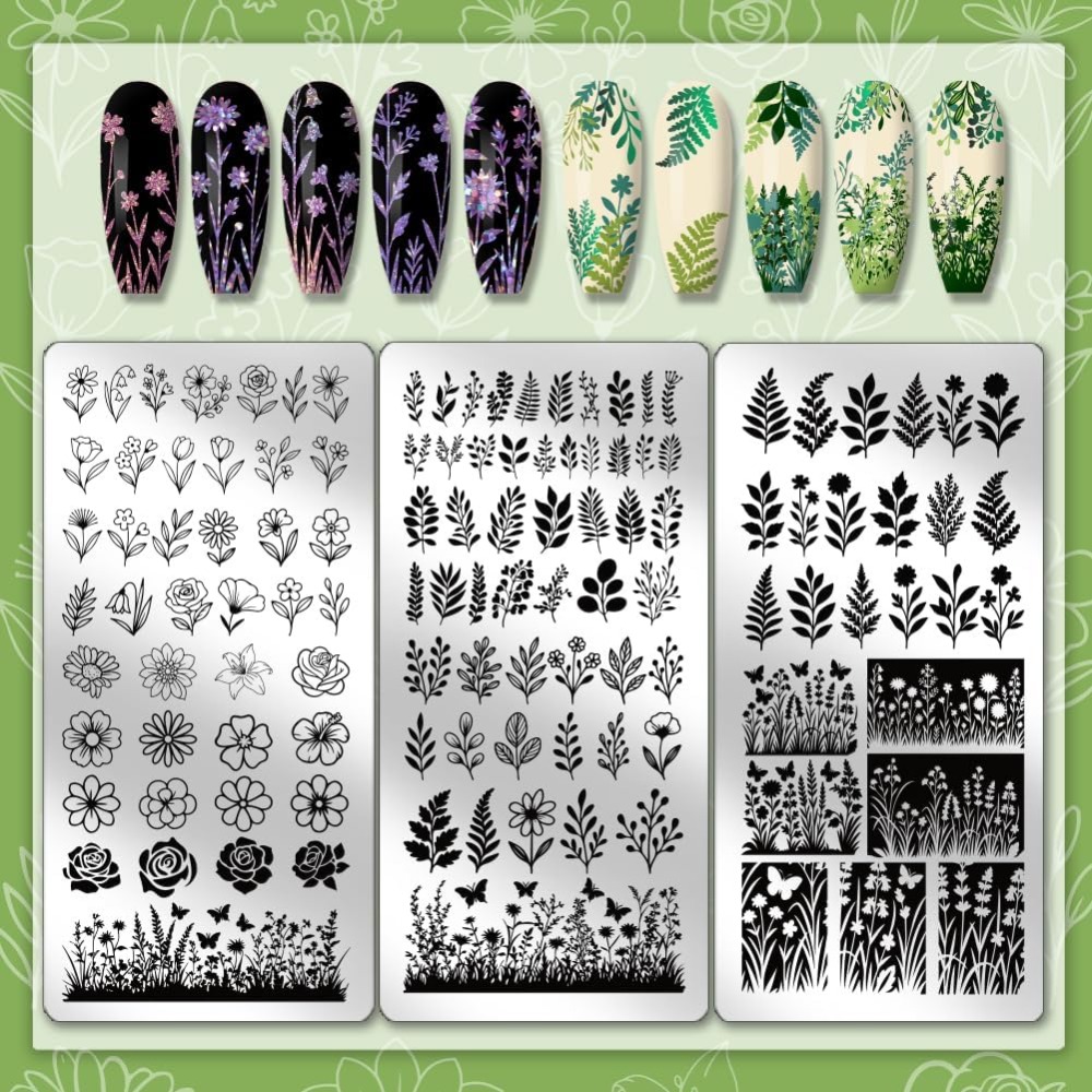 3 個の花葉ネイルスタンピングプレート植物ネイルアートステン - Nail Stamping Plate のレビューと価格