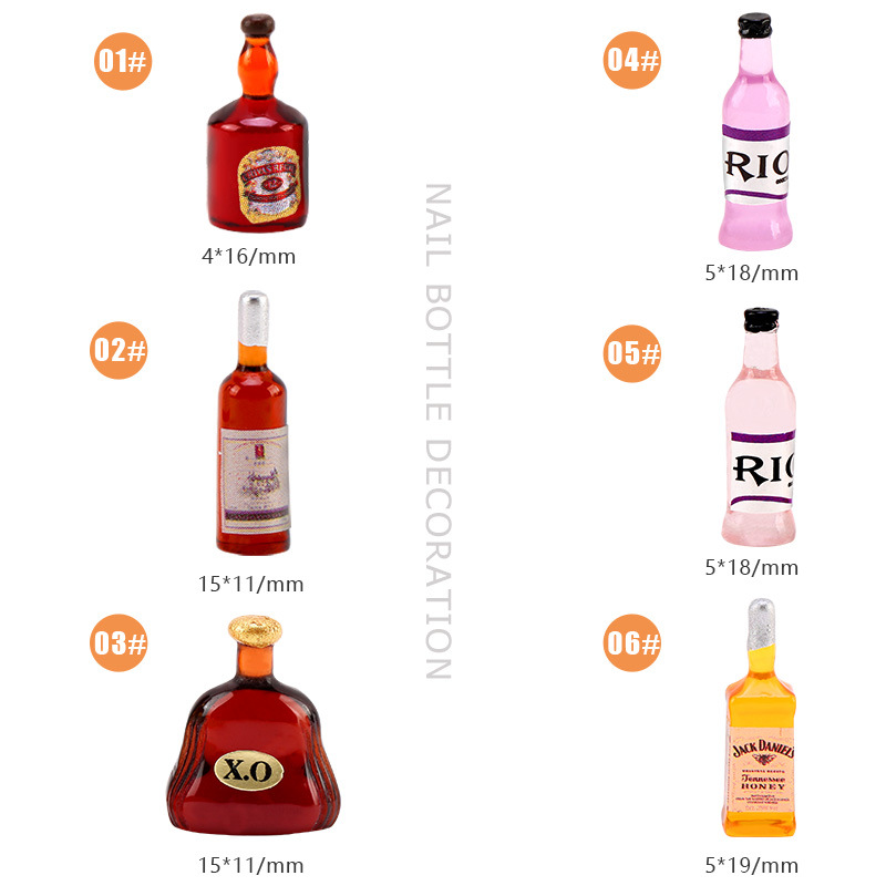 ワインボトルの形をした3Dミニチュアチャーム,マニキュア用ジ - Nail Art Red Wine のレビューと価格